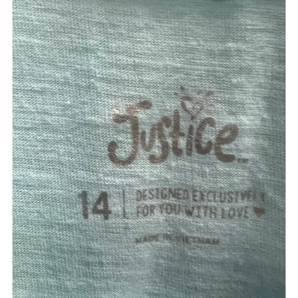 Justice blue kitty cat ice cream fair tank girls SZ 14